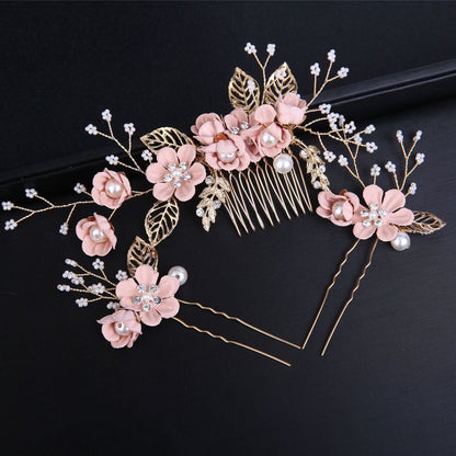 Bridal Floral Hair Combs Set in Pastel Colors