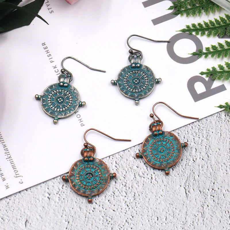 Vintage Geometric Alloy Earrings Creative Retro Ear Studs