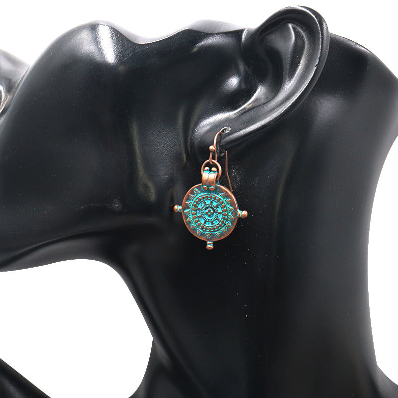 Vintage Geometric Alloy Earrings Creative Retro Ear Studs