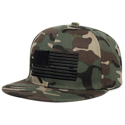 Stars And Stripes Embroidered Flat Brim Baseball Cap Unisex Sports Hat