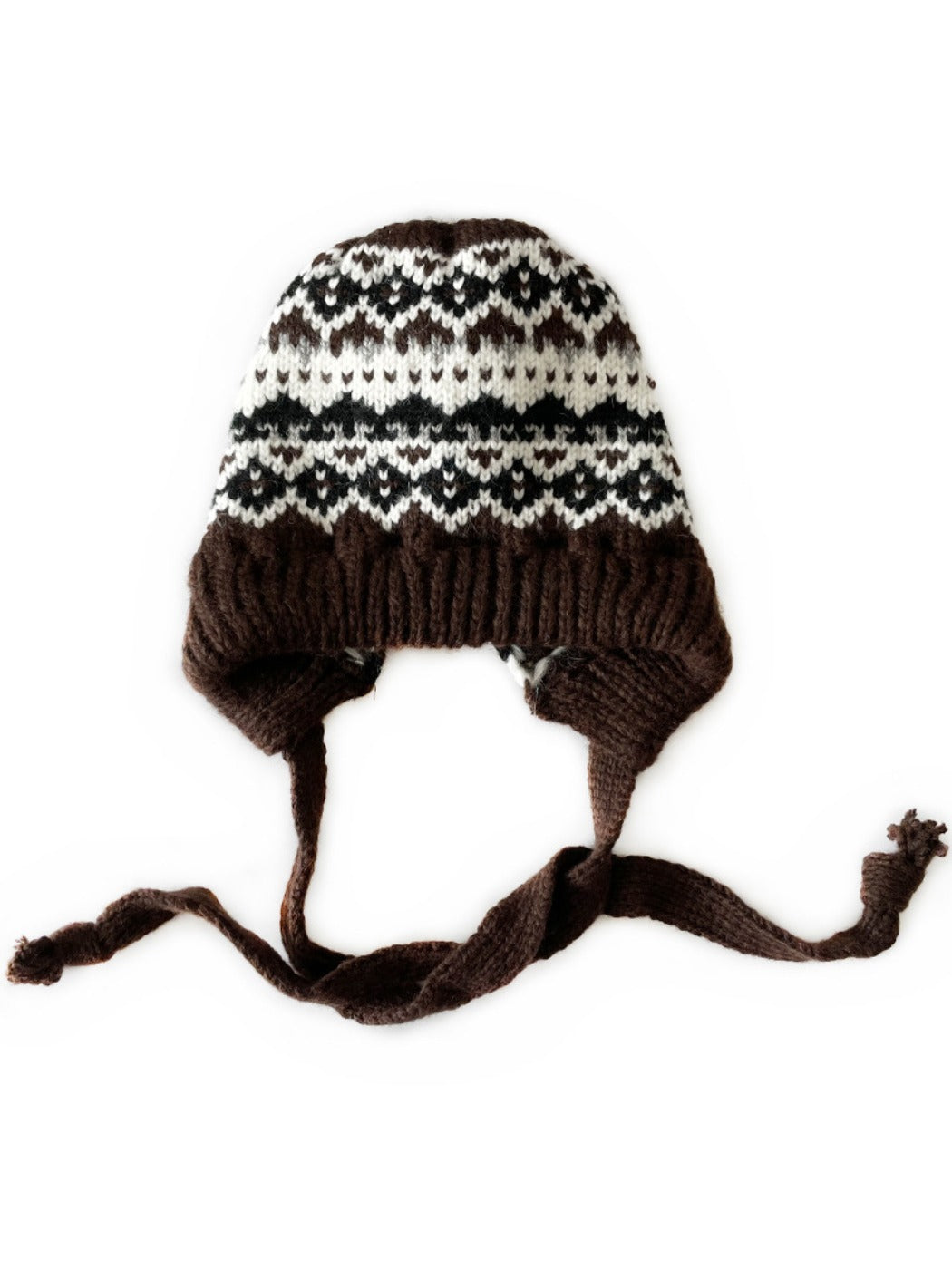 Haila - Bohemian Knitted Beanie with Earflaps &amp; Tasseled Ties