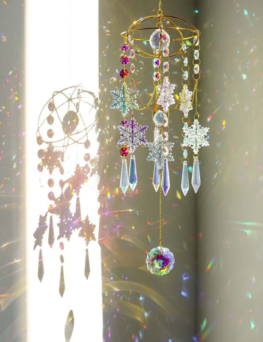 Crystal Snowflake Rainbow Window Hanging Suncatcher