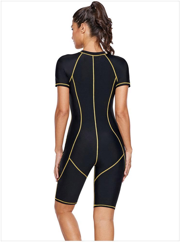 Diving Suit Short-Sleeved Zipper Sunscreen Quick-Drying Surfing One-Piece Swimsuit