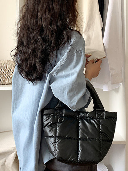 Solid Color Split-Joint C Handbags Tote Bags