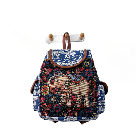 Cosbai - Vintage Elephant Embroidery Backpack - Practical &amp; Unique