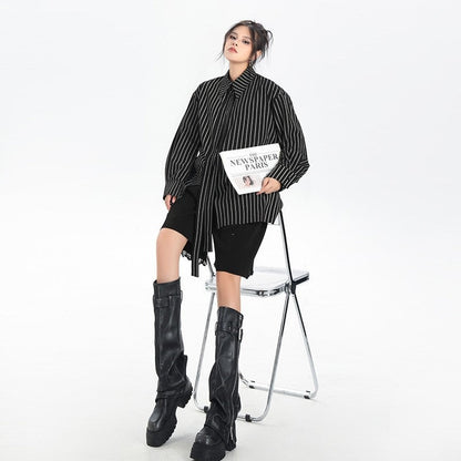 Striped Collar Long Sleeve Shirt