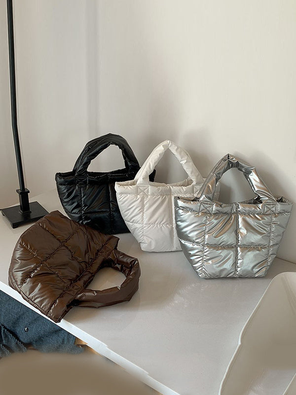 Solid Color Split-Joint C Handbags Tote Bags