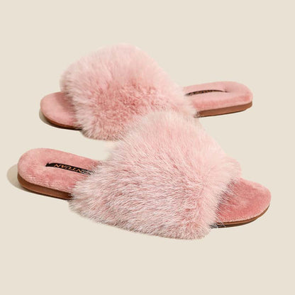 Fuzzy Faux Fur Warm Non-Slip Indoor Slippers