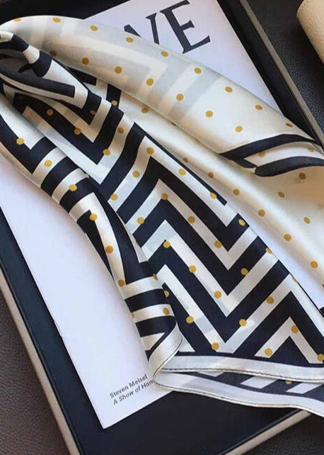 Silk Square Scarf Polka Dot Chevron Design