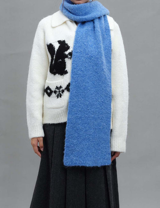 Knit Wool Blend Solid Color Winter Scarf