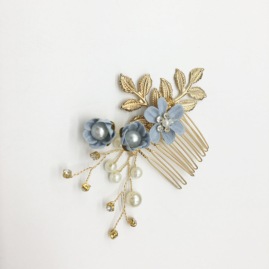Bridal Floral Hair Accessories Forest Style Blue Flower Hairpin Wedding Hairpiece