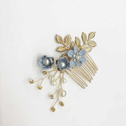 Bridal Floral Hair Accessories Forest Style Blue Flower Hairpin Wedding Hairpiece