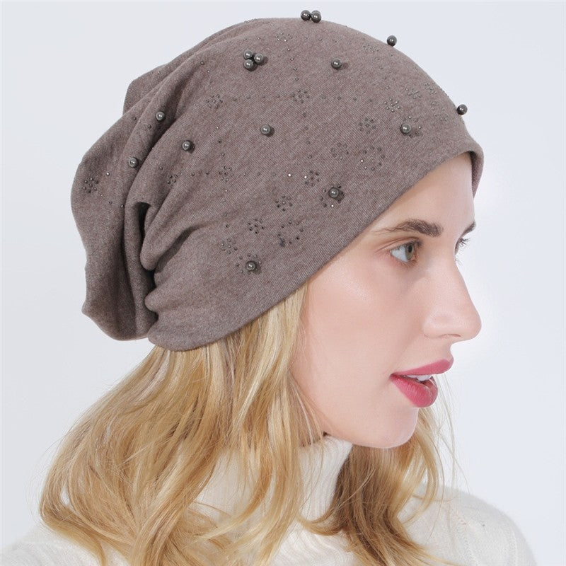 Double Layer Cotton Drill Beaded Cap