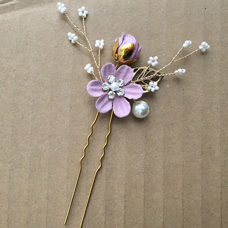 Bridal Floral Hair Accessories Forest Style Blue Flower Hairpin Wedding Hairpiece