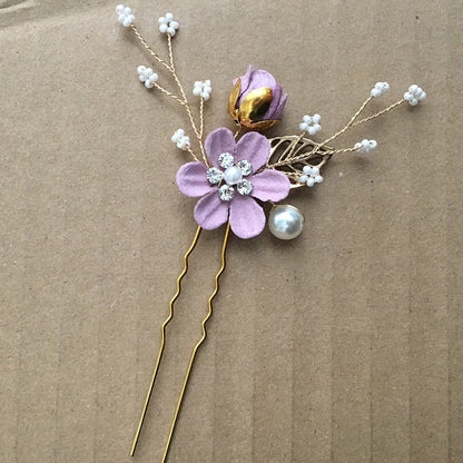 Bridal Floral Hair Accessories Forest Style Blue Flower Hairpin Wedding Hairpiece