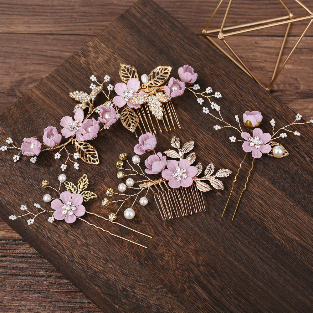 Bridal Floral Hair Accessories Forest Style Blue Flower Hairpin Wedding Hairpiece