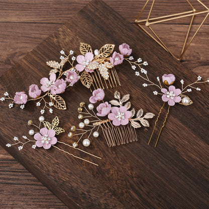 Bridal Floral Hair Accessories Forest Style Blue Flower Hairpin Wedding Hairpiece