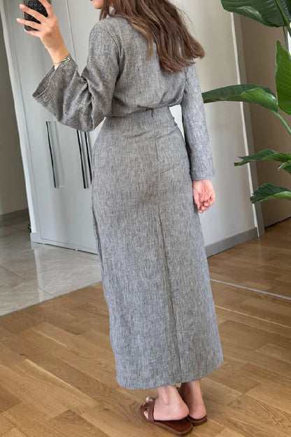 Casual Lapel Shirt \u0026 Lace-Up Two-Piece Overskirt Set