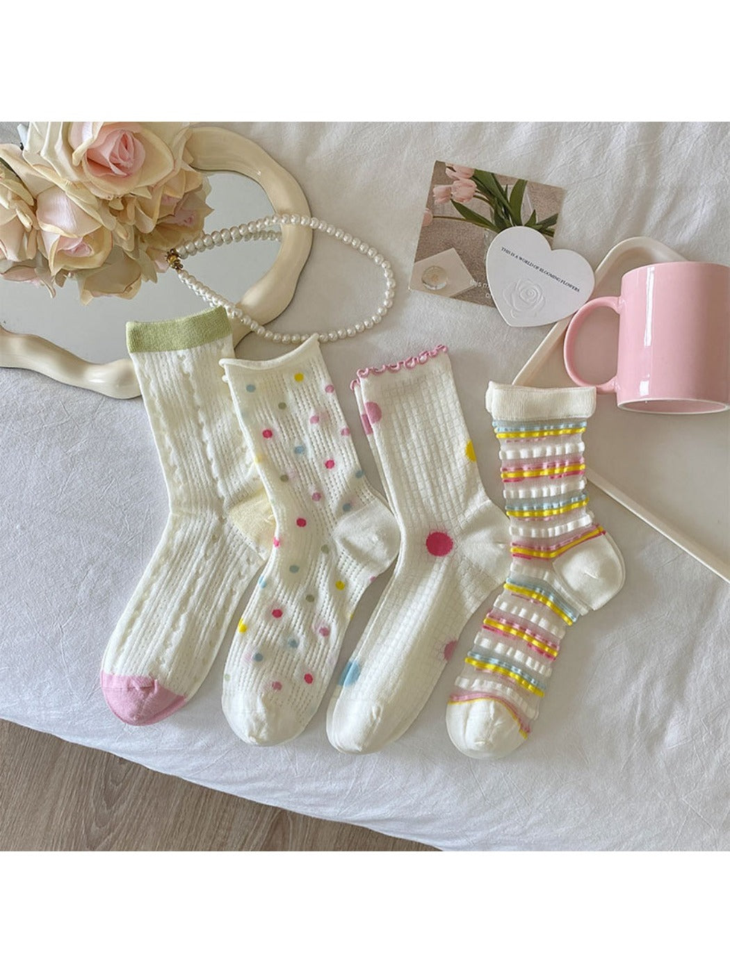Rufia - Colorful Mesh Crew Socks - Breezy &amp; Fun