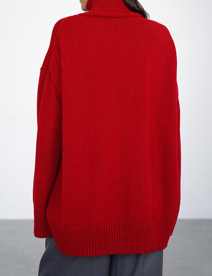Casual High Neck Solid Color Pullover Sweater
