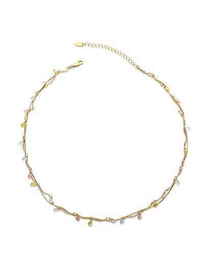 Vintage Twisted Double-Layer Zircon Necklace