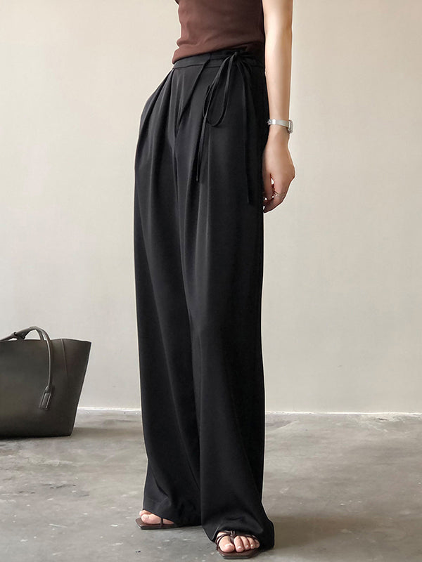 Urban Wide Leg Bandage Solid Color Pants
