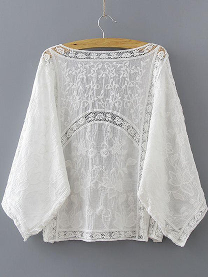 Hand-Cut Crocheted Blouses Lace Shirts Thin Sunscreen Shirts Knitted Shirts And Cardigans