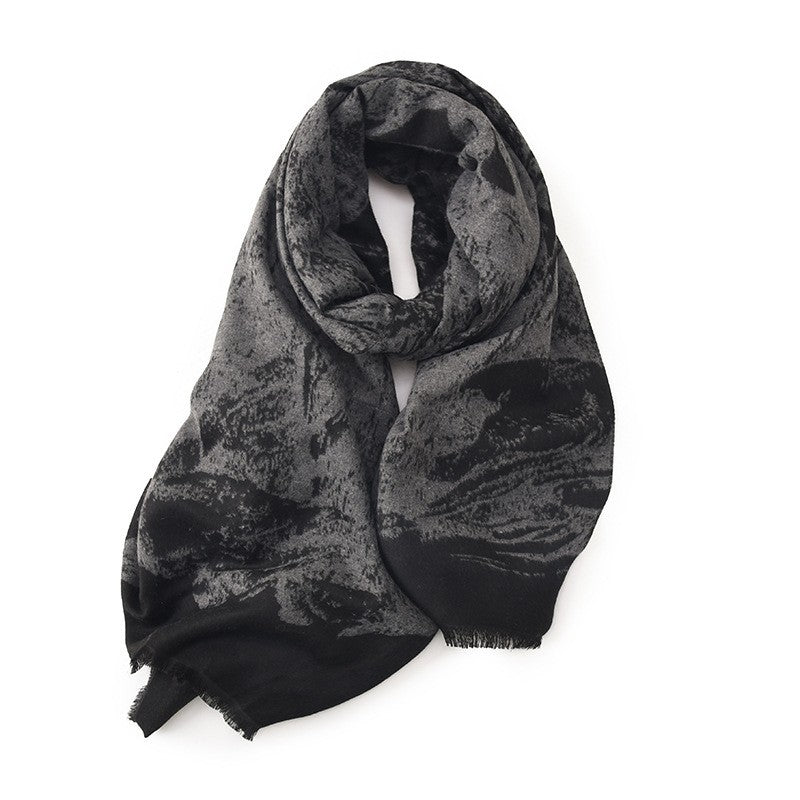 Jacquard Fringed Cashmere-Like Scarf