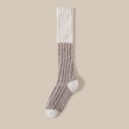 Rufia - Color Block Knee-High Towel Socks
