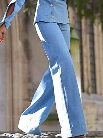 Asymmetrical Buttoned Hollow Lapel Pants Set