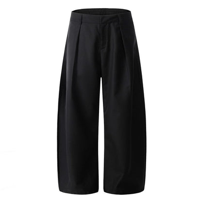 Black Curved Wide Leg Pants
