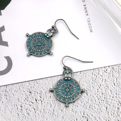 Vintage Geometric Alloy Earrings Creative Retro Ear Studs