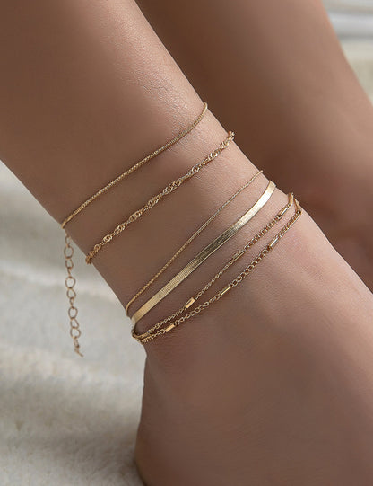 Simple Twist Anklet Set