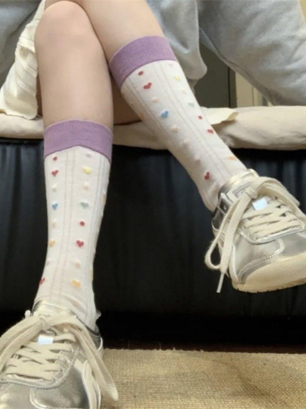 Rufia - Cute Breathable Mid-calf Socks with Polka Dot