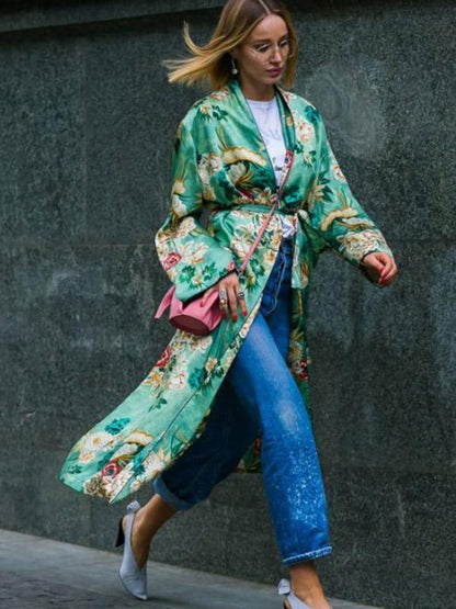 Fashion Floral Printed Cover-Up Outwear