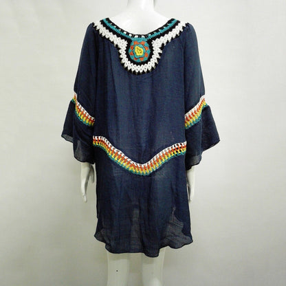 Three Colors Large Size Fashion Loose Women Bohemia Style Cotton In The Long Section Of The Shirt