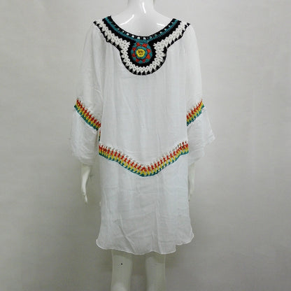 Three Colors Large Size Fashion Loose Women Bohemia Style Cotton In The Long Section Of The Shirt