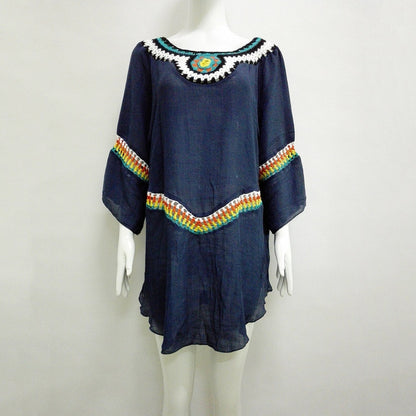 Three Colors Large Size Fashion Loose Women Bohemia Style Cotton In The Long Section Of The Shirt