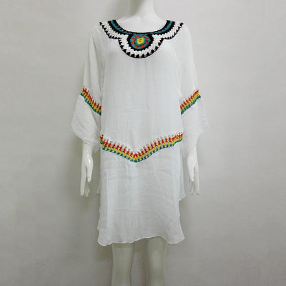 Three Colors Large Size Fashion Loose Women Bohemia Style Cotton In The Long Section Of The Shirt