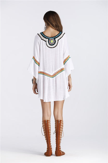 Three Colors Large Size Fashion Loose Women Bohemia Style Cotton In The Long Section Of The Shirt
