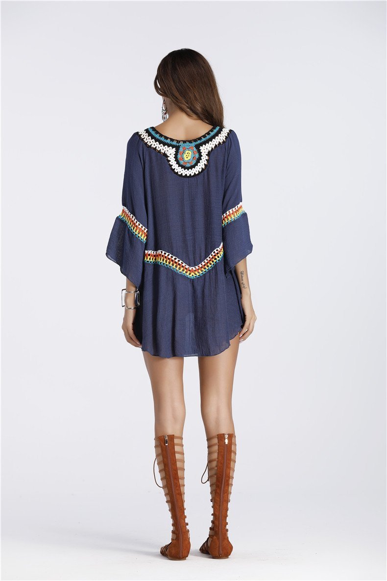 Three Colors Large Size Fashion Loose Women Bohemia Style Cotton In The Long Section Of The Shirt