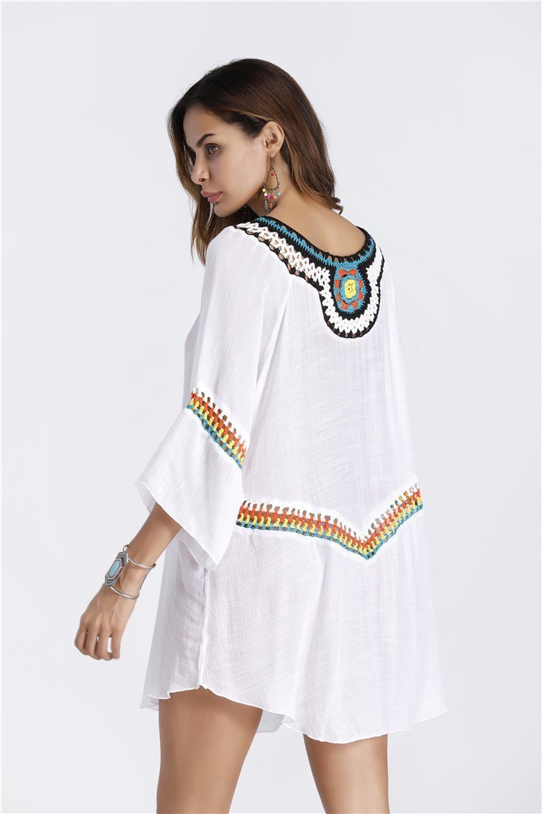 Three Colors Large Size Fashion Loose Women Bohemia Style Cotton In The Long Section Of The Shirt
