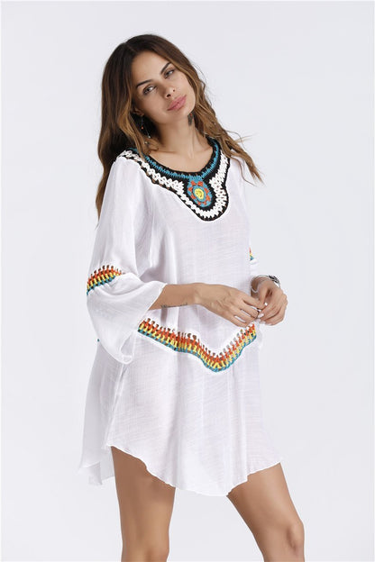 Three Colors Large Size Fashion Loose Women Bohemia Style Cotton In The Long Section Of The Shirt
