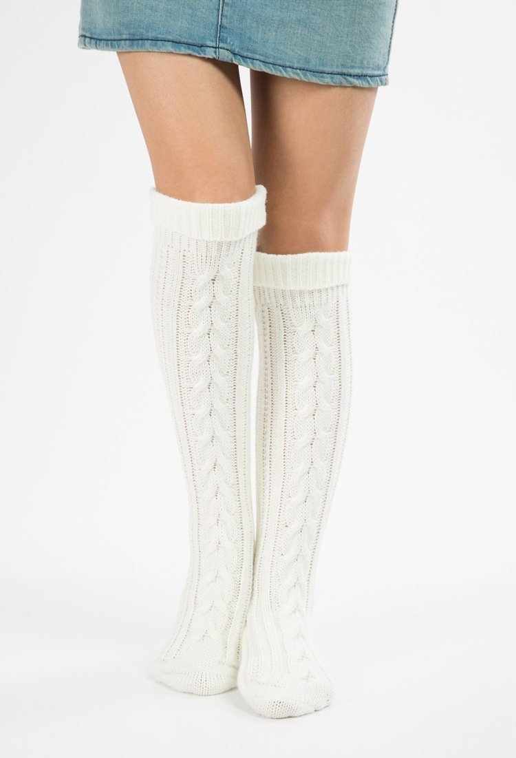 Wool Legs Leg Warp Knit Christmas Boots Over The Knee Diagonal 8 Pattern Twist Floor Socks