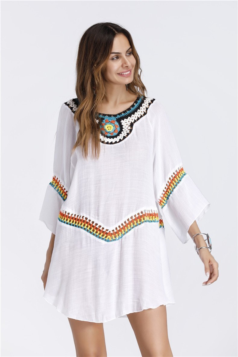 Three Colors Large Size Fashion Loose Women Bohemia Style Cotton In The Long Section Of The Shirt