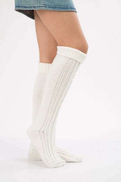 Wool Legs Leg Warp Knit Christmas Boots Over The Knee Diagonal 8 Pattern Twist Floor Socks