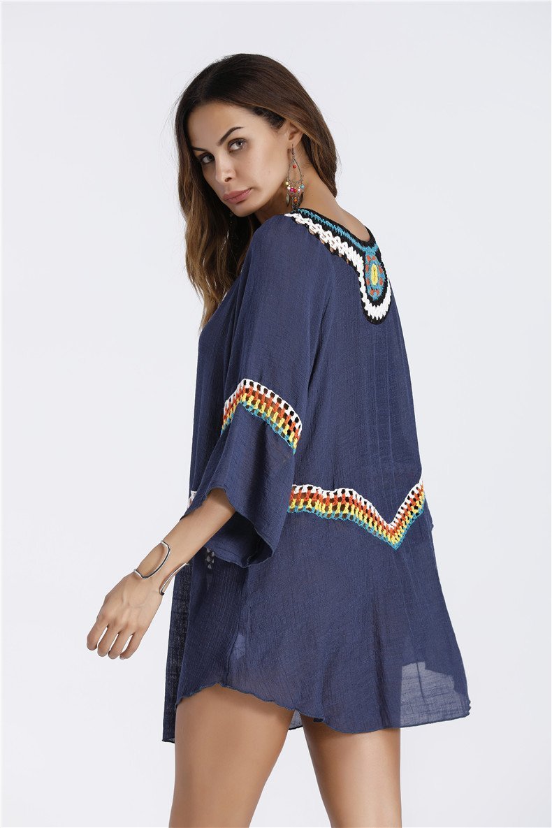 Three Colors Large Size Fashion Loose Women Bohemia Style Cotton In The Long Section Of The Shirt