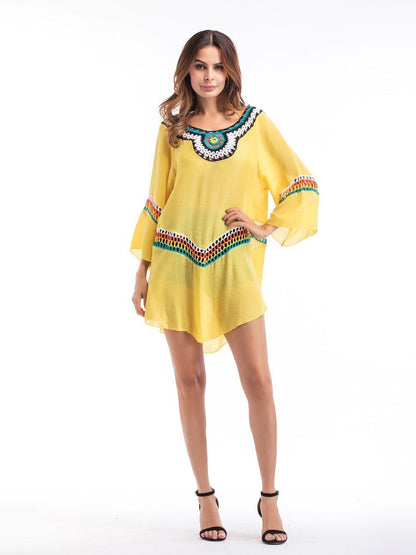 Three Colors Large Size Fashion Loose Women Bohemia Style Cotton In The Long Section Of The Shirt