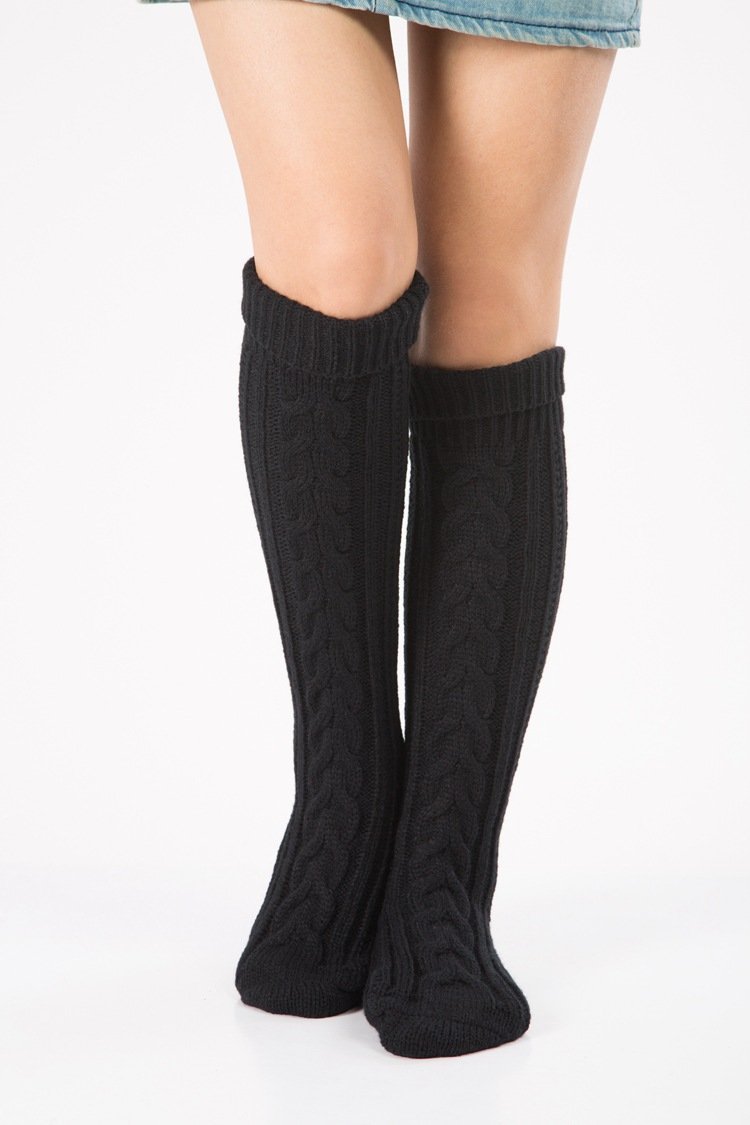 Wool Legs Leg Warp Knit Christmas Boots Over The Knee Diagonal 8 Pattern Twist Floor Socks
