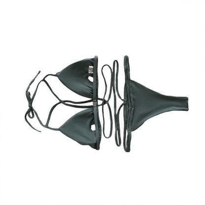 Strap Knit Button Back Bikini Swimsuit With 14 Colors